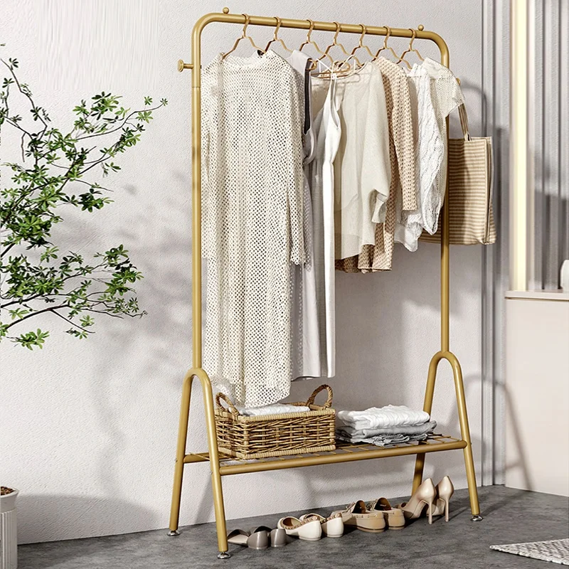 Portable Entryway Hall Bedroom Metal Gold Drying Clothes Hanger Porte Manteau Standing Coat Rack Hat And Coat Stand