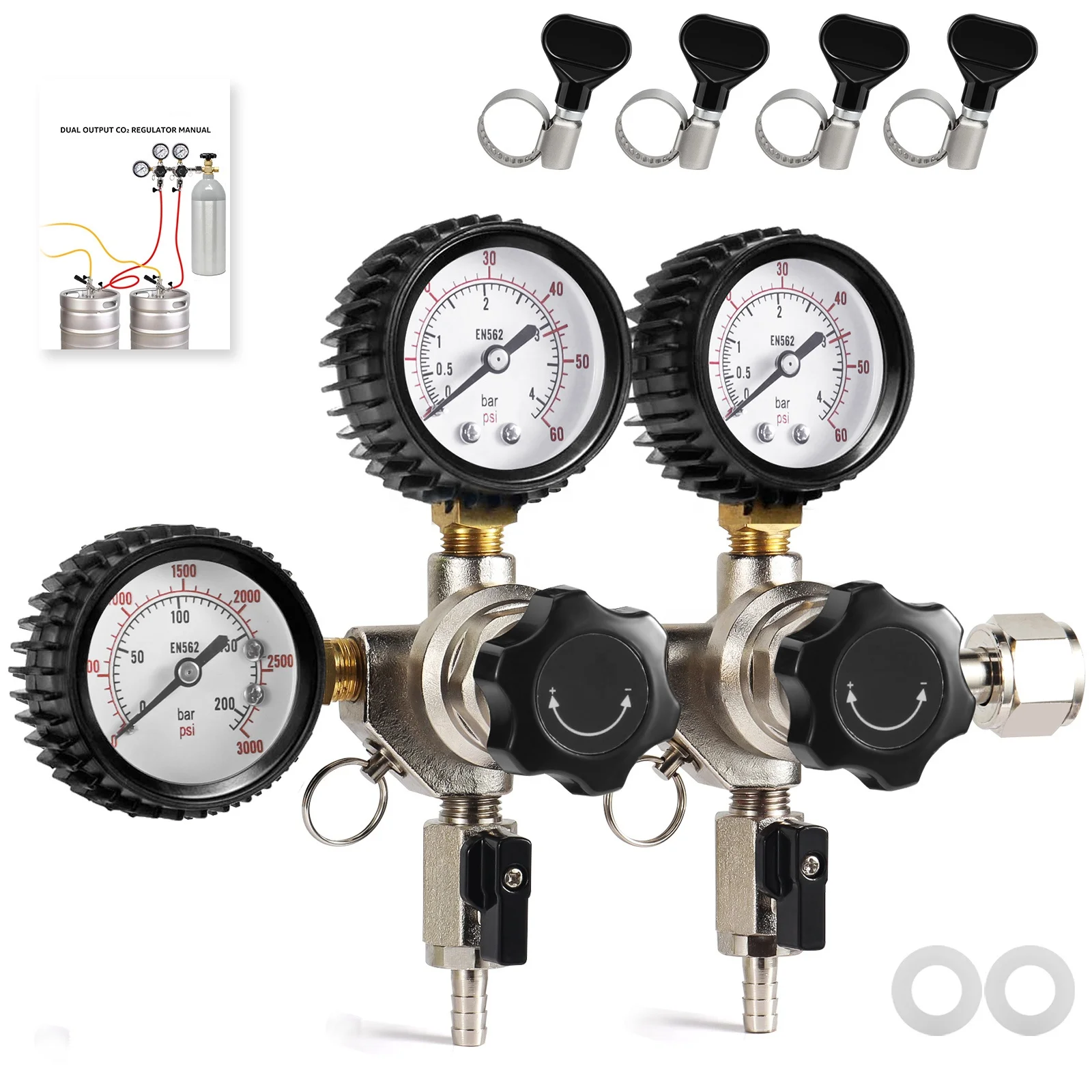 Двухфазный регулятор давления Co2 в пивной бочке ручка предохранительный клапан