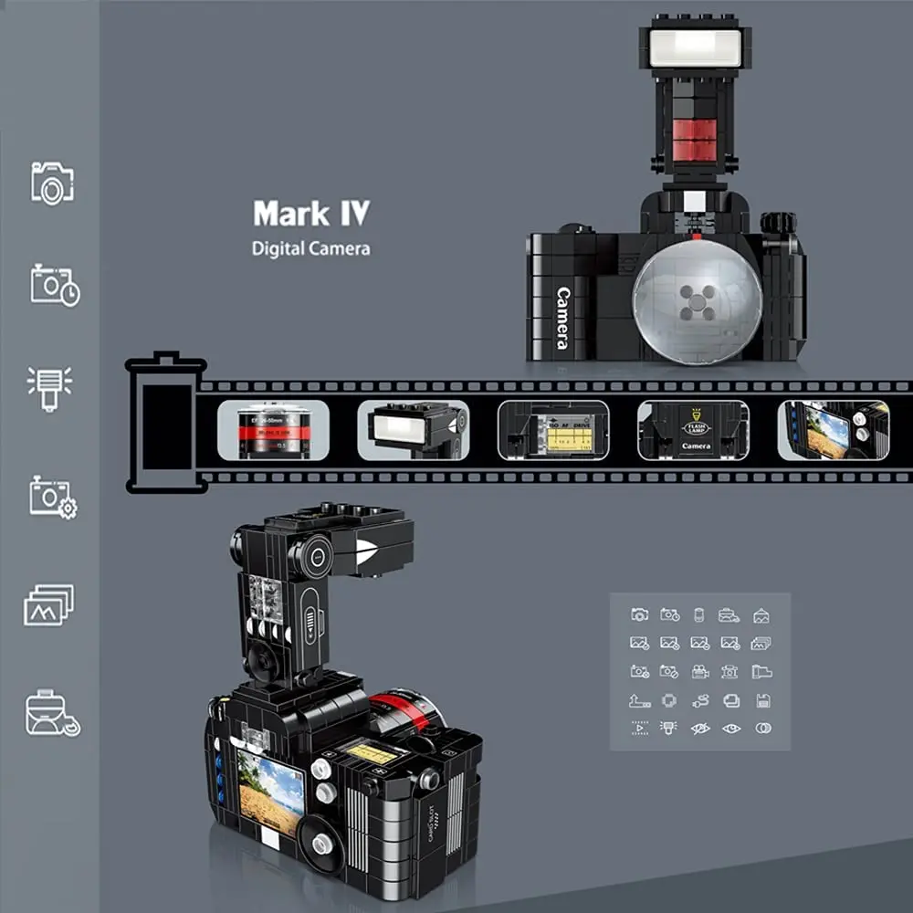 Chinese Building Blocks Slr Digital Camera Small Particles Mosaic Insert Moc Creative Adult Three-Dimensional Model Boy Gift