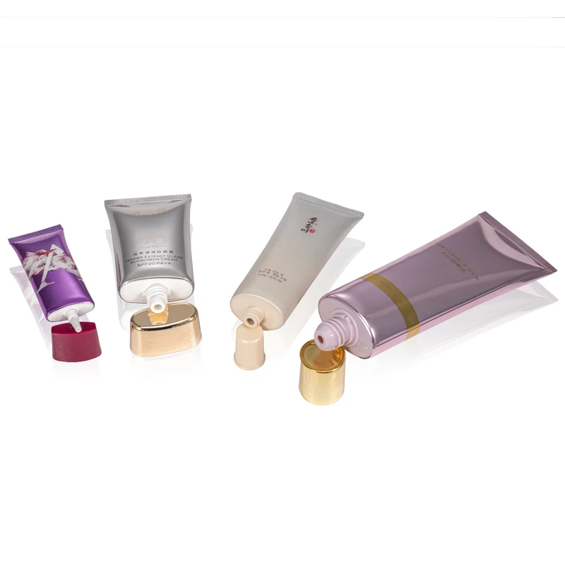 Custom Flat Oval Aluminum Plastic Laminated Cosmetic Sunscreen Liquid Foundation Packaging Tubes With Screw Lid