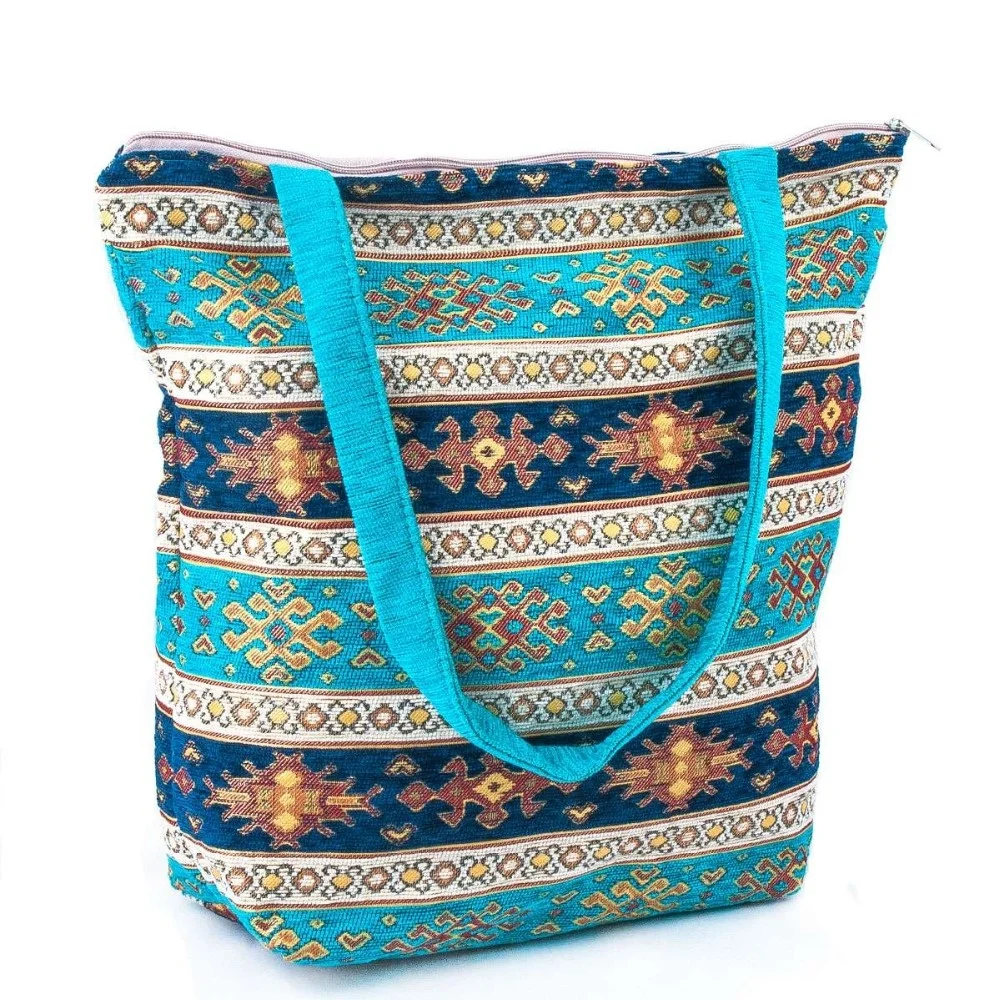 Best Kilim Design With Turquoise Kilim Fabric On The Bag From Turkey