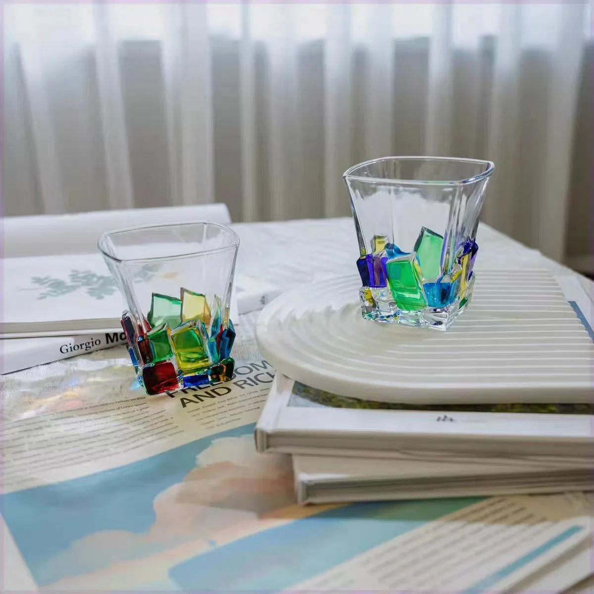 Hand-Painted Premium Purple Crystal Ice Cube Glass | Limited Edition Whiskey, Wine & Creative Luxury Glass Cup