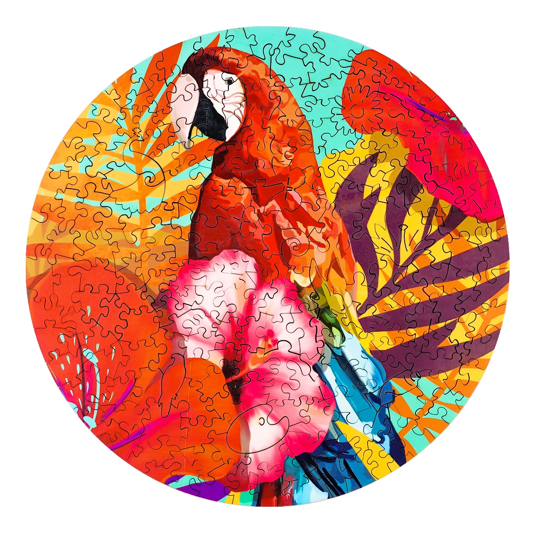 Wooden puzzle TROPICAL PARROT shapes custom puzzles jigsaw 3d wooden puzzle