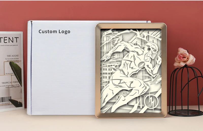 The Flash Movie Character Painting Colorful Led Night Light Papercut Light Box For Drop Shipping