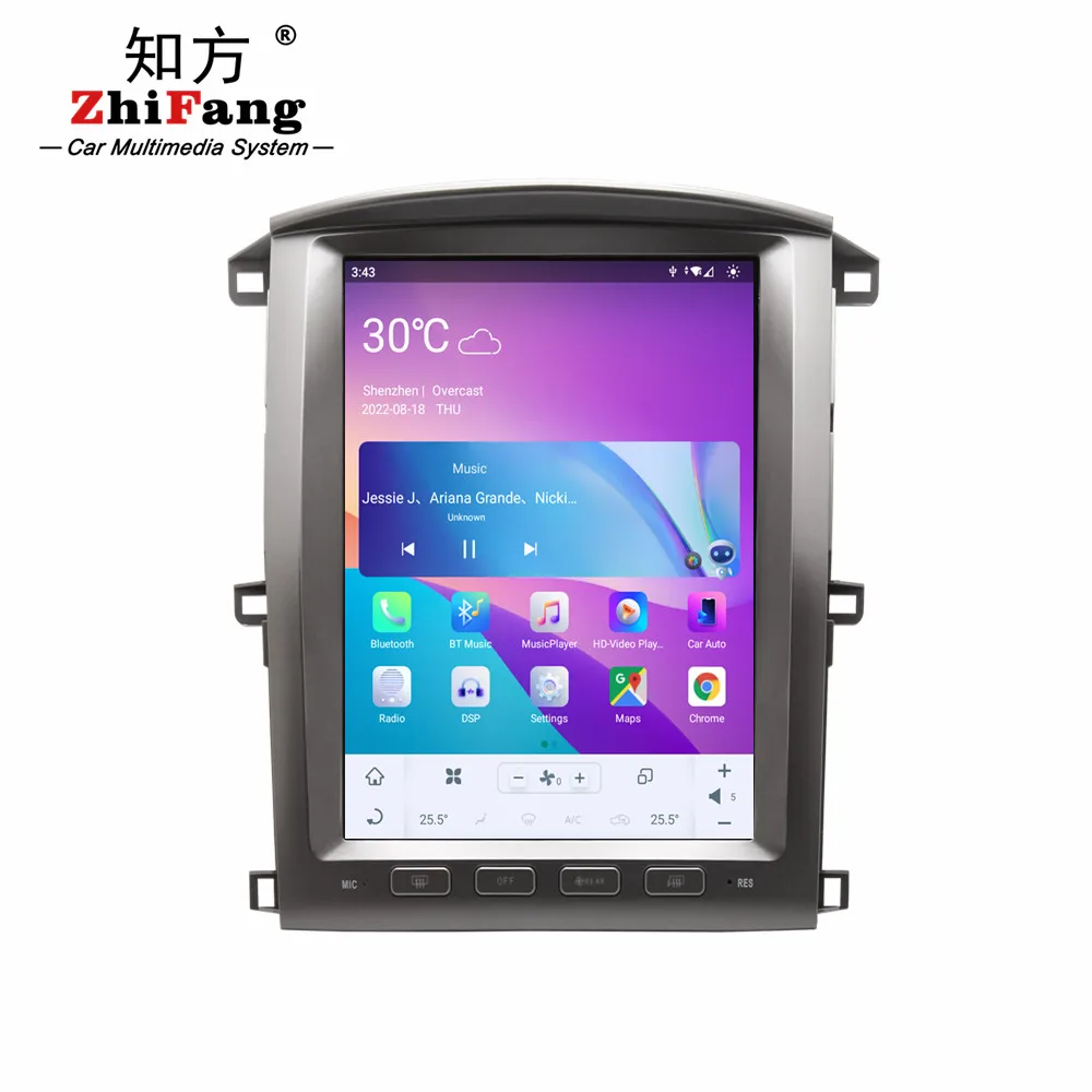 Manufacturer Android 11 4G LTE  12.1inch Car DVD Player GPS Navigation for TOYOTA LAND CRUISER LC100