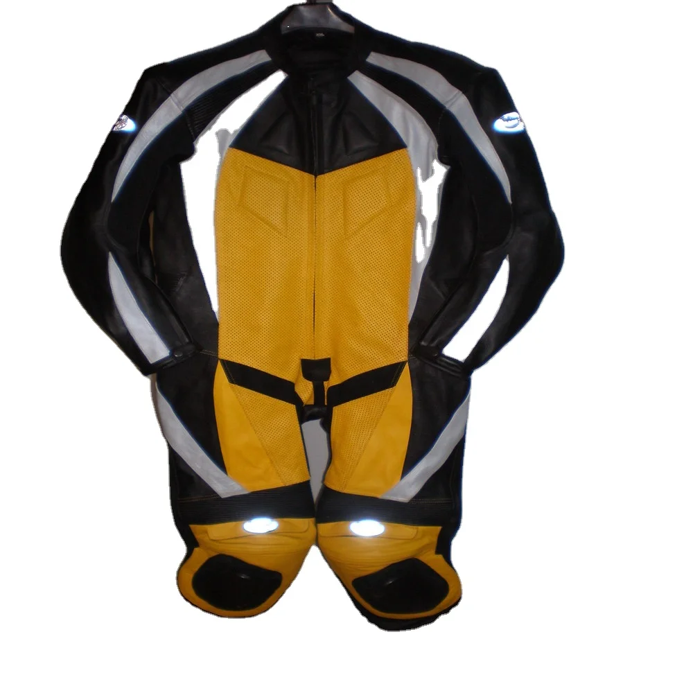 
Motorcycle Motorbike leather Racing suits Black Yellow 