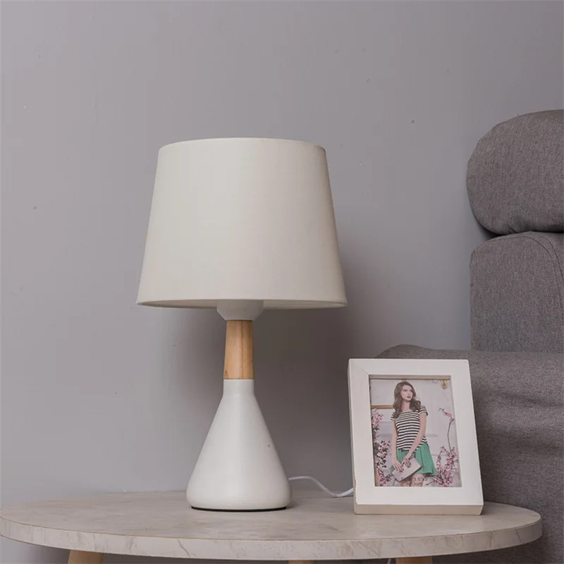 Rechargeable Table Lamp Home Interior Decoration Table Lamp wood art bedroom bedside counter lamp simple modern fabric lampLivin