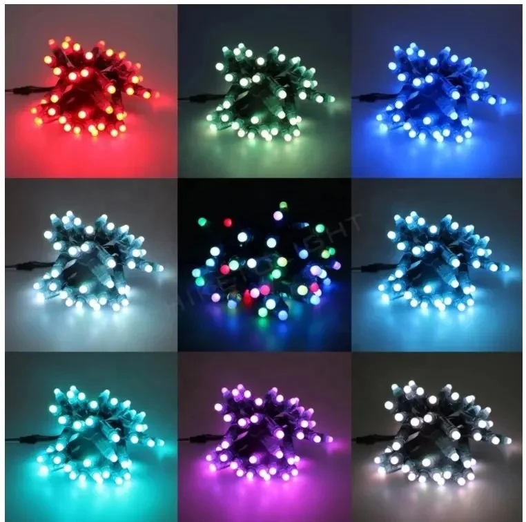 WS2811 IC Addressable RGB 12mm LED String Full Color 12V LED Pixels Module Waterproof IP68 Point Led Smart String Light