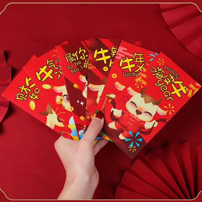 Wholesale Chinese New Year 2022 Cartoon Red Packets Envelope Traditional Hongbao for kids
