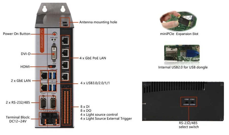 Thin client 2 ethernet port core i3 i5 i7 dual core 4 POE industrial Mini PC computer