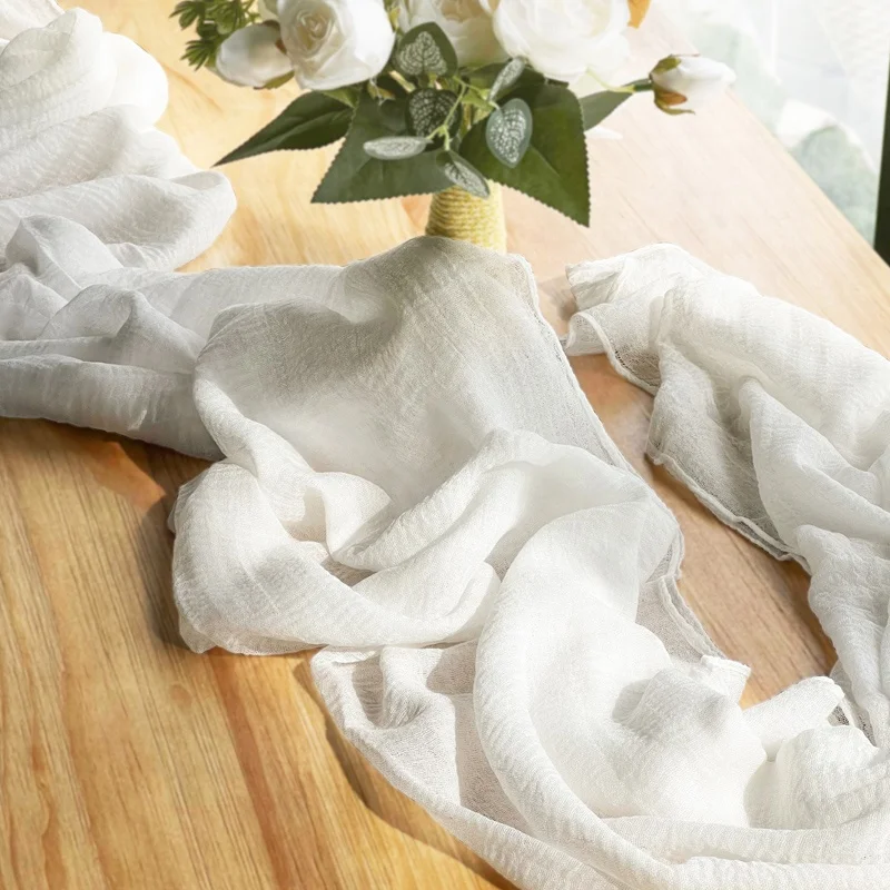 Christmas table runner with place set 32 x 118 inches gauze cheesecloth wedding nordic white table runners