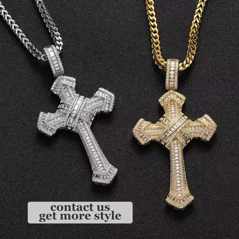 Mylove изготовленный на заказ производитель ювелирных изделий Крест Кулон Циркон Муассанит серебро из нержавеющей стали золотой крест ожерелье оптом OEM ODM