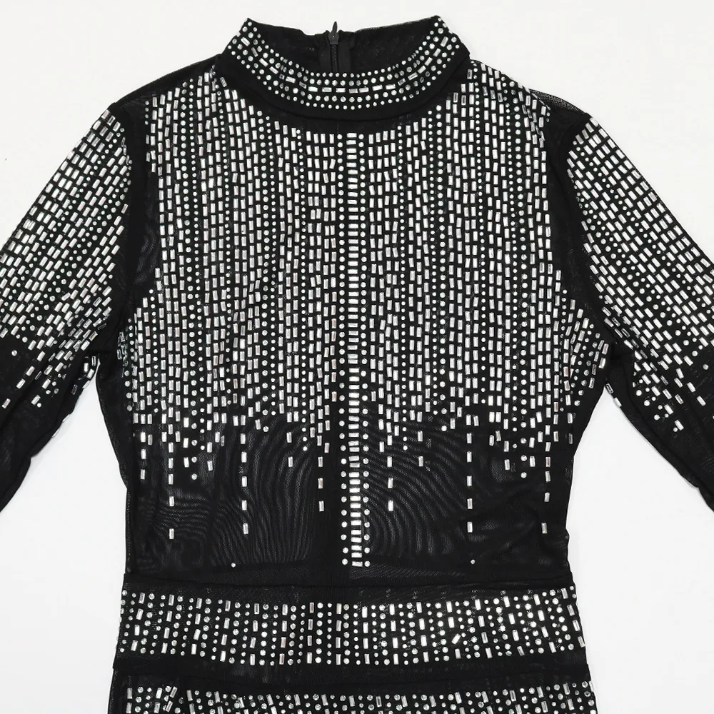 Женское Прозрачное платье для ночного клуба, сексуальное платье с разрезом и стразами без трусиков, новинка весны, модная женская одежда