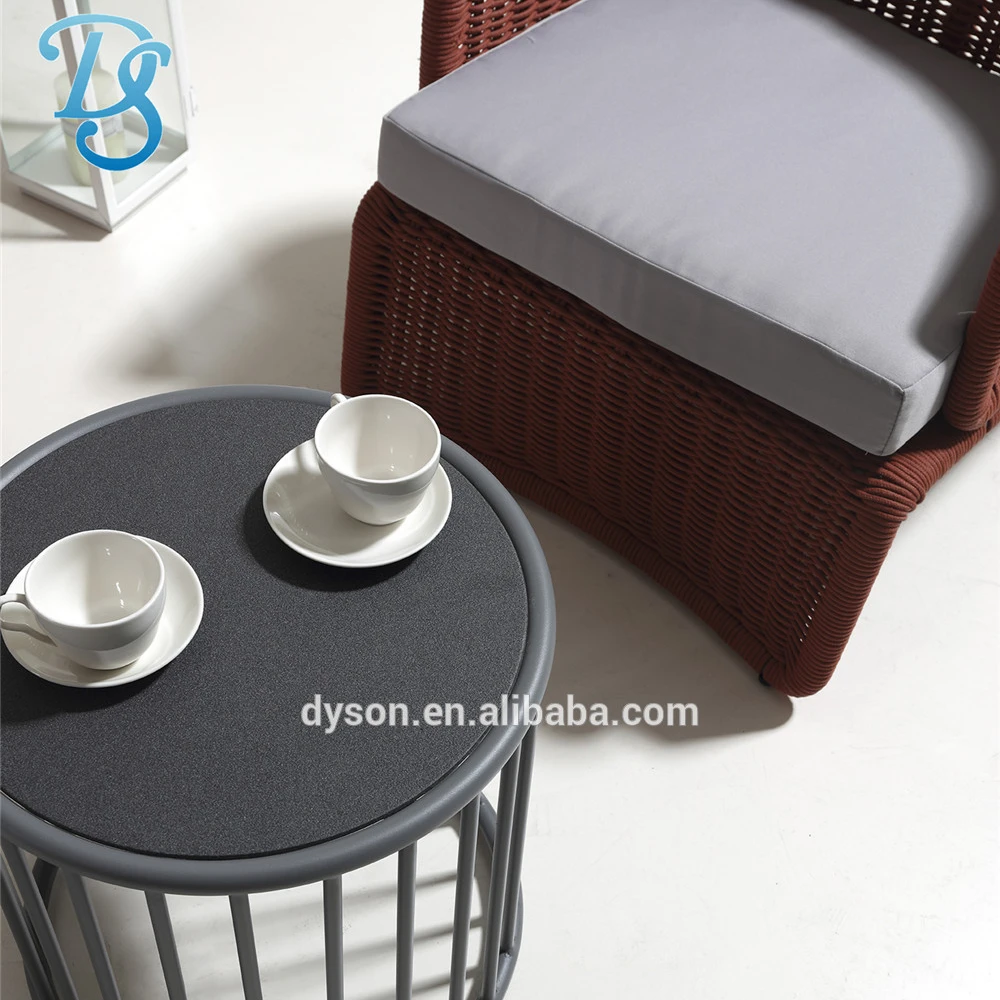 Garden High Quality Rope Chair Set. Outdoor and Indoor Aluminum Sofa Set With Glass