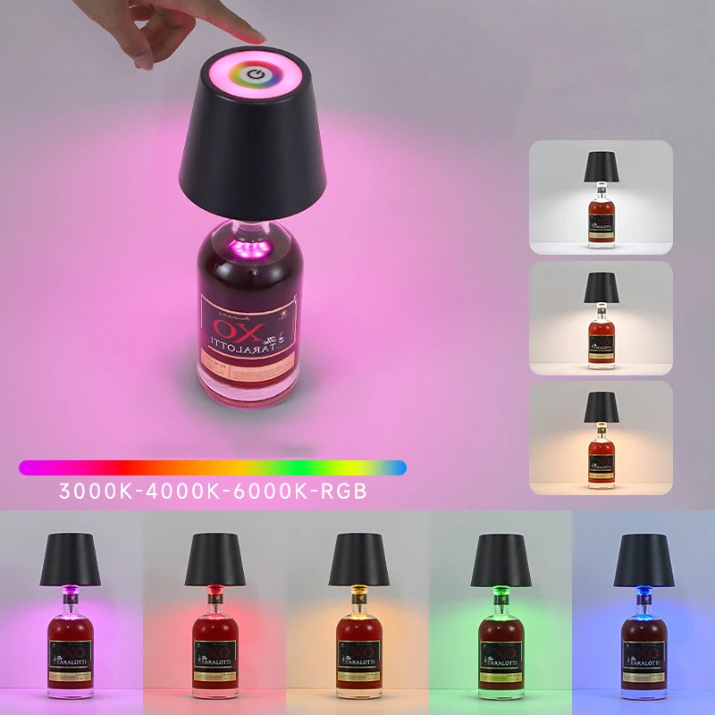Bottle Light LED Wireless Cordless Rechargeable 1200Mah Battery Lampe de Table Sensor Touch Control DIY RGB LED Light For Decor
