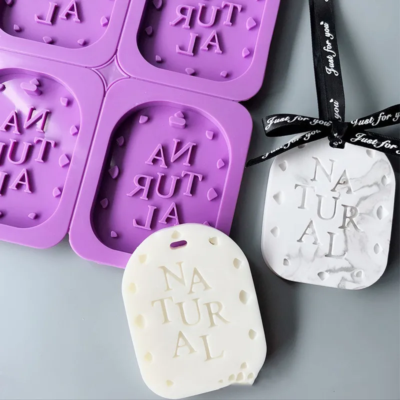 
FO103 Korean style aromatherapy wax brand mold plaster car pendant NATURAL letter silicone mold 