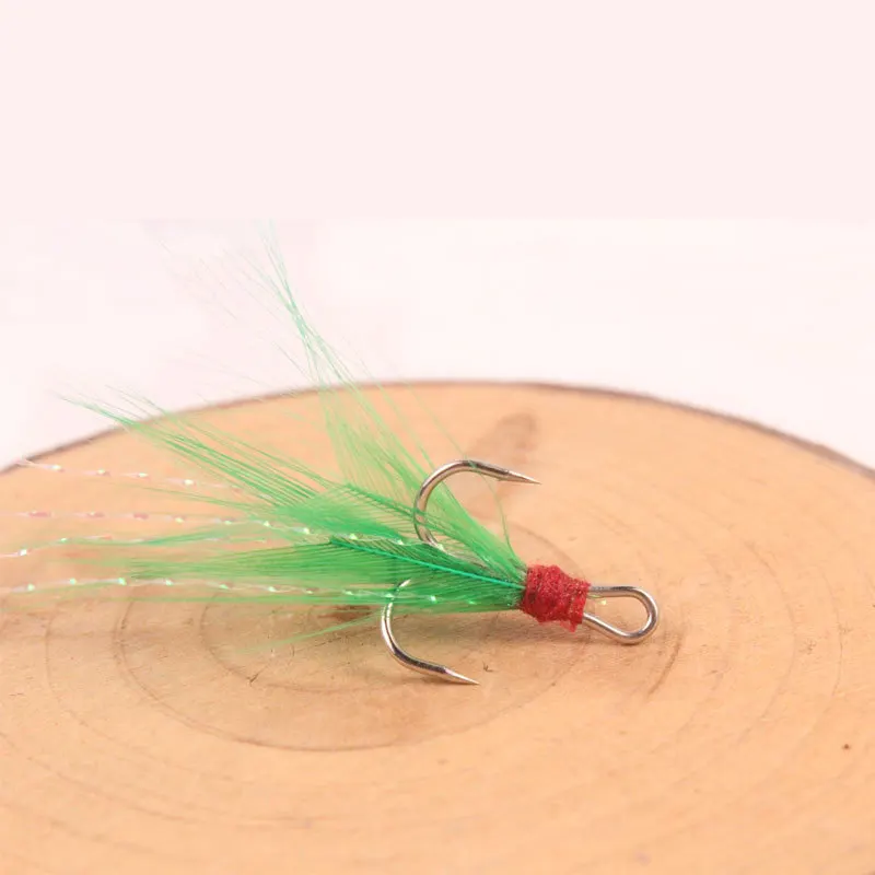 Colored feathers ordinary three book hook 2 4 6 8 10 Bound hair hook road subbait with hook