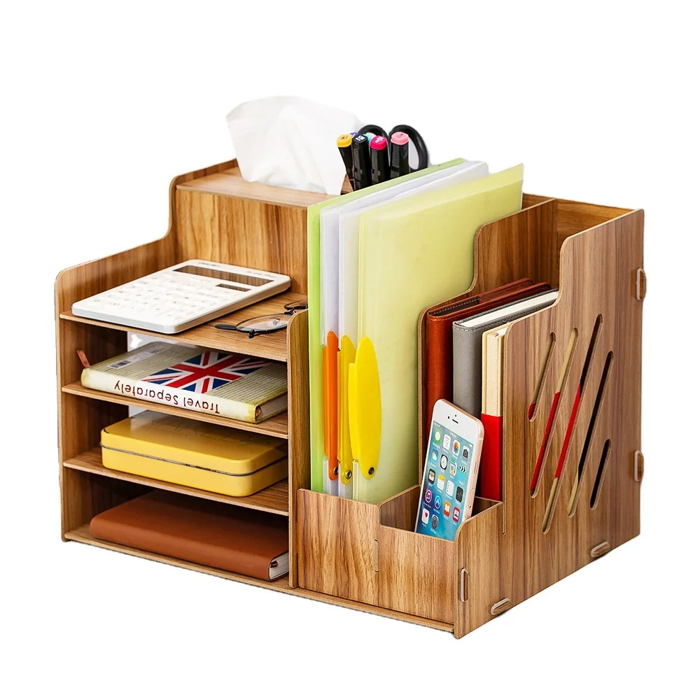 Wholesale 100% Natural Bamboo Desk Organizer Desk Shelf With Drawer Home Supply Organiser