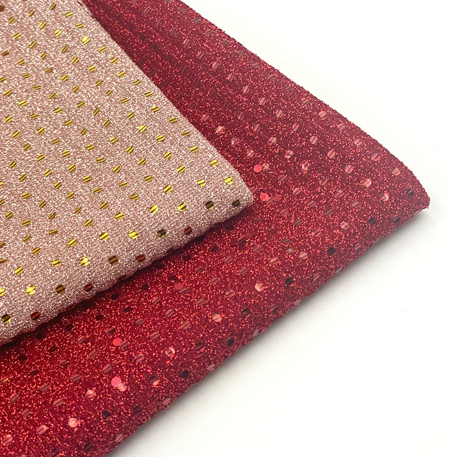 Gold pleated mesh striped sequin metallic thick fiber cloth loose knitting net lame lurex fabric