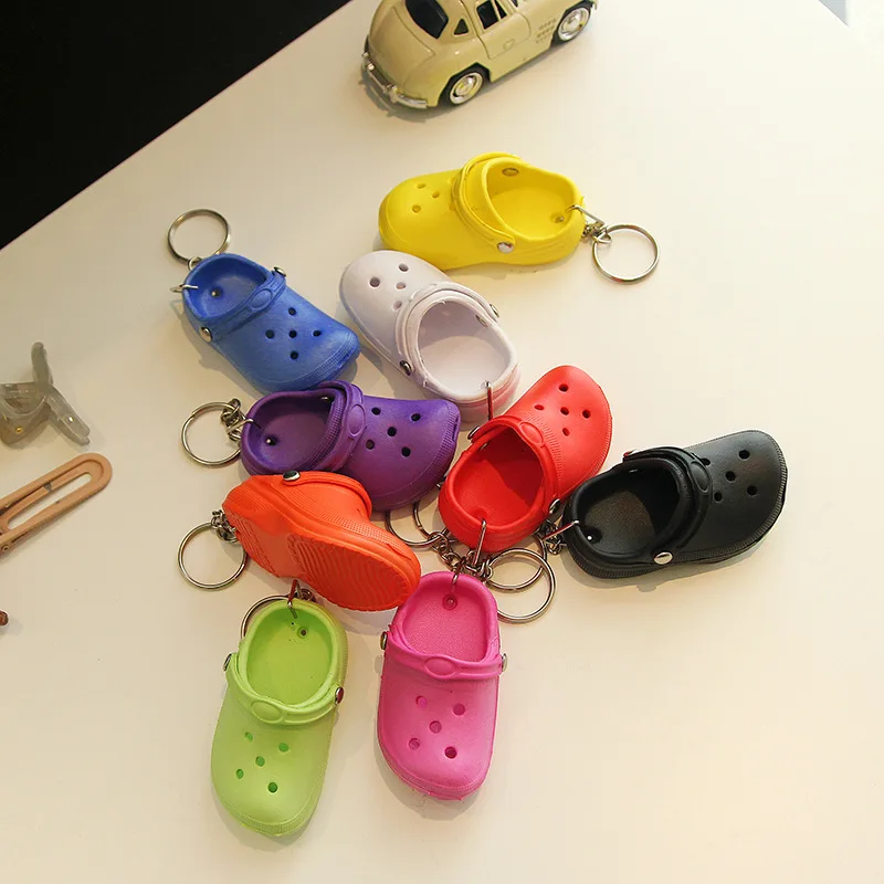 3d Mini Eva Keychain Plastic Foam Beach Hole Sandal Slipper Keychain Decoration Beach Croc Shoe Keychain