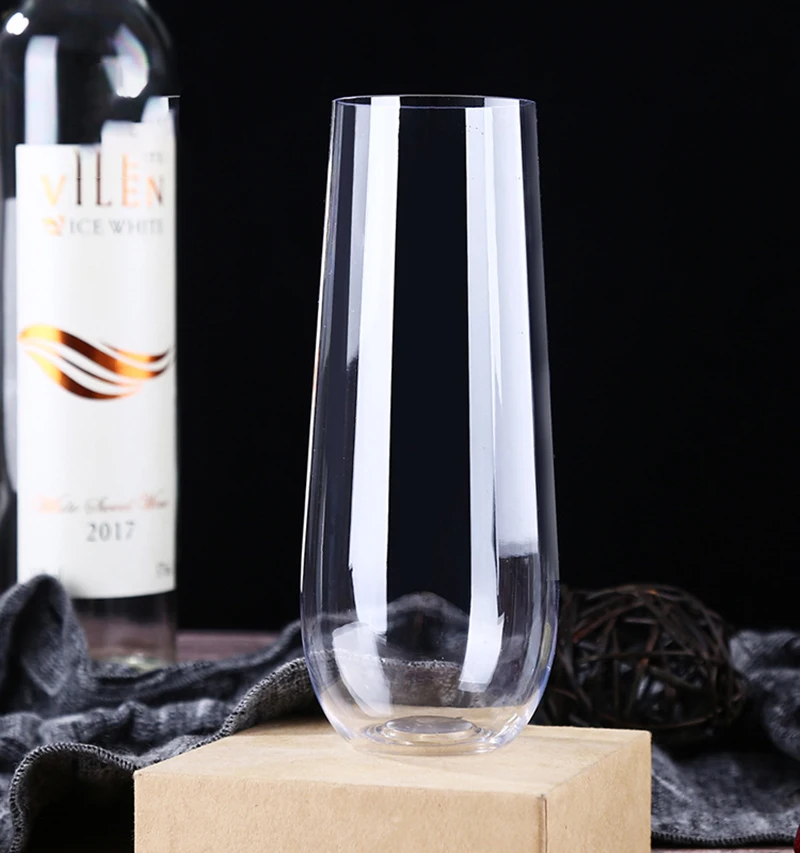 10oz logo customized stemless champagne flutes tulip champagne glass wine glass