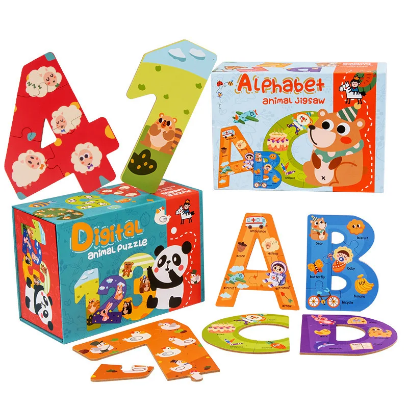 Factory Custom  Funny digital puzzle Number & Alphabet Learning puzzle educational jigsaw puzzle