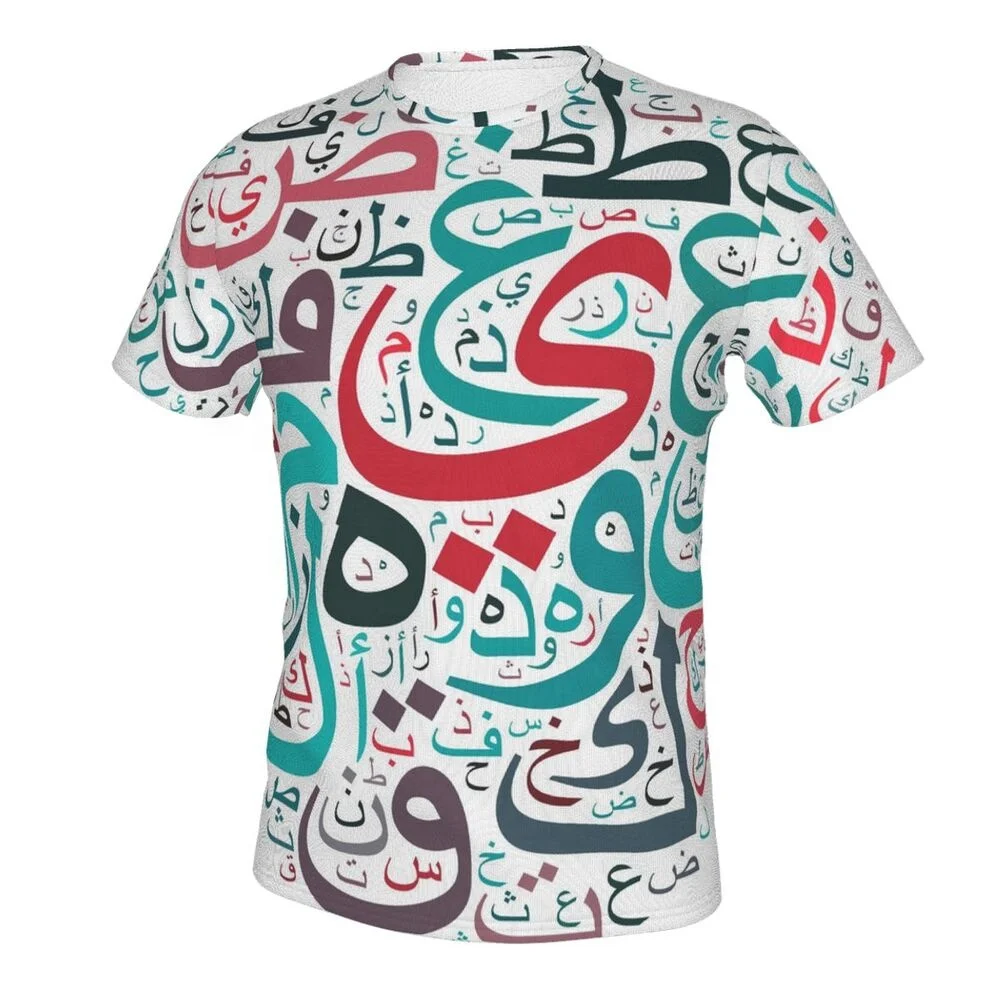 Arabic T-shirt Anime 3D Print Pattern Round Neck Polyester T-shirt Hot Selling T-shirt Sublimation Over Printing Men Shirts