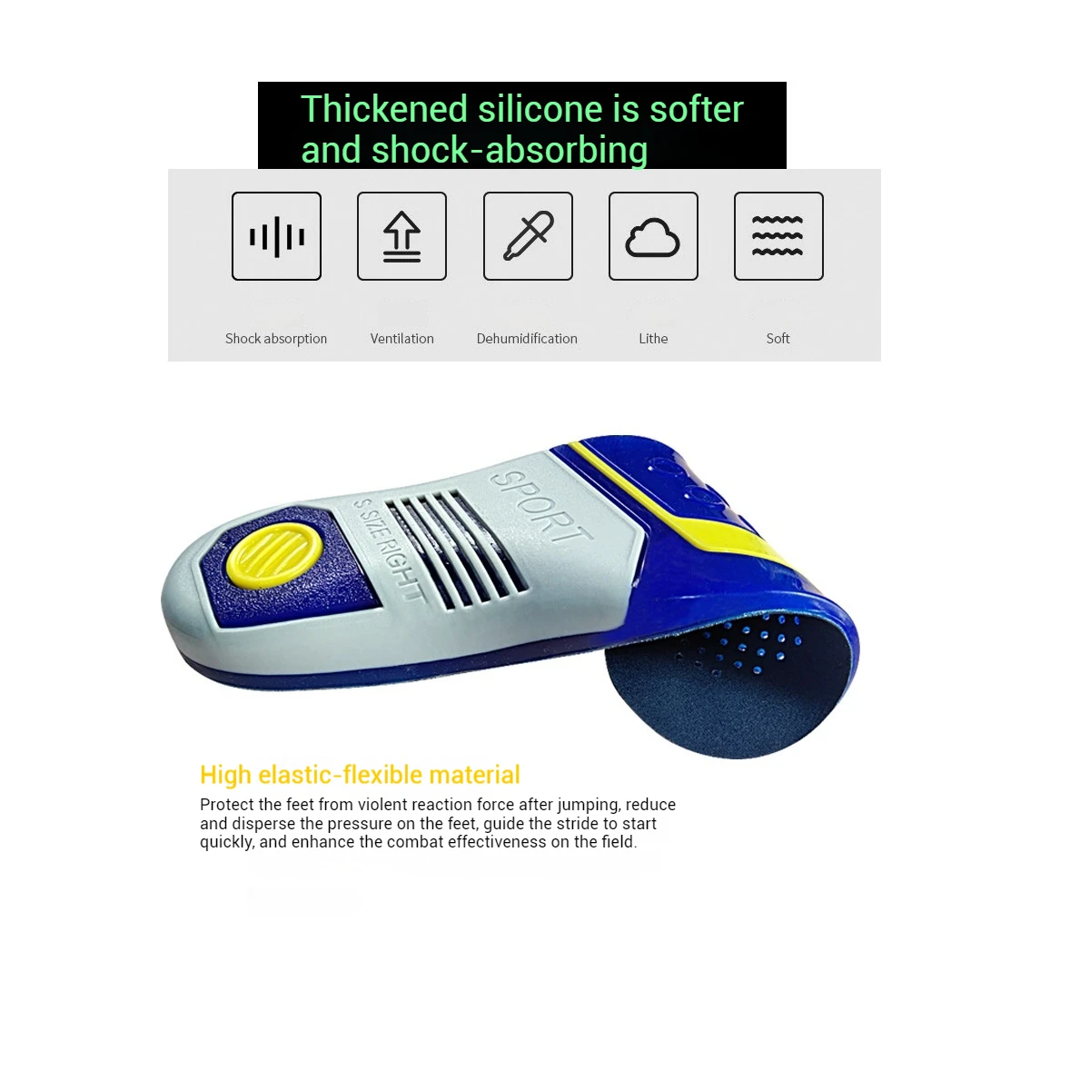 Olian Factory Sports Massaging Silicone Gel Insoles TPE Arch Support Orthopedic Plantar Fascilitis Running Insole