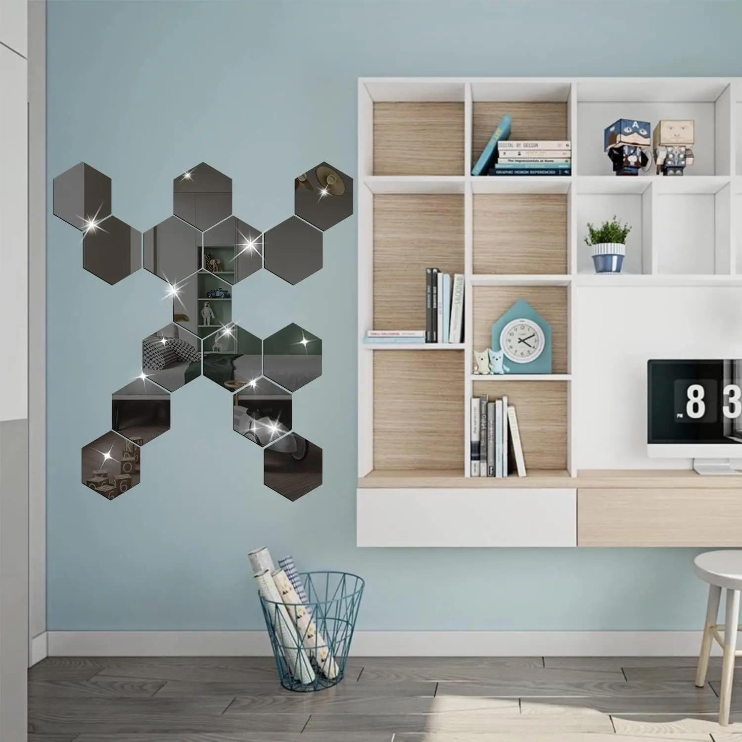 Wholesale Acrylic Hexagonal Wall Sticker Mirror For Living Room Bedroom Office Decoration Wall Decal Reflective Mirror Stickers