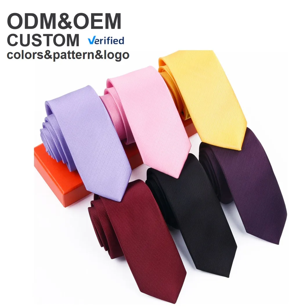 Custom Logo Satin Polyester Ties Pure Color Striped Ties Business Formal Necktie Tie for Men Formal Occasion Wedding Party