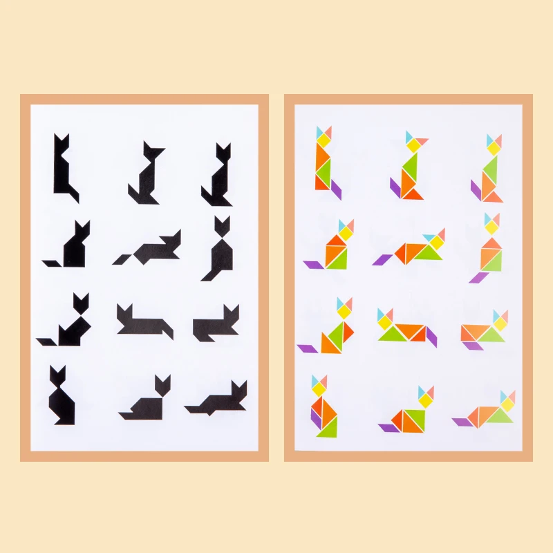 YUCI  educational Tangram Puzzle book good quality puzzle kids 3d Shape Matching toy Jigsaw Tangram Puzzle for kids