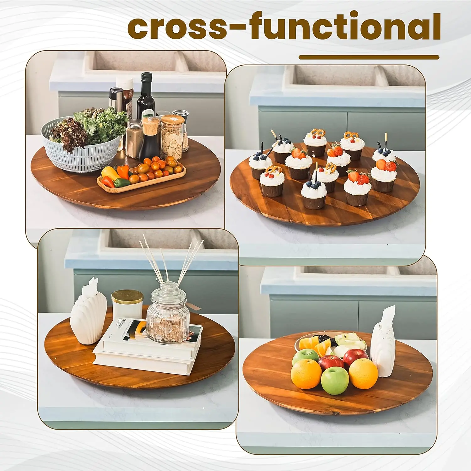 Wholesale Charcuterie Boards Extra Large Organizer Kitchen Lazy Susan Rotating Turntable For Countertop