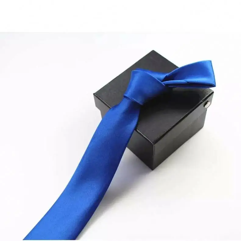 Fashion Tie for Men Slim Tie Solid color Necktie Polyester Narrow Cravat 24 colors Royal Blue Gold Party Formal Ties S0488-01