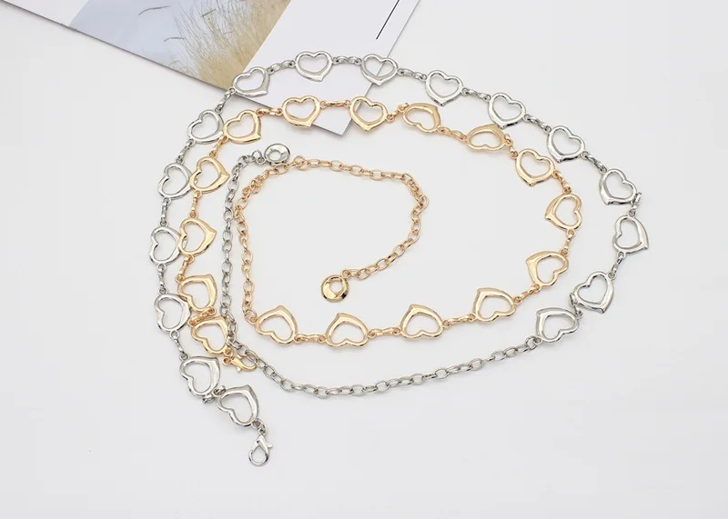 Популярное качественное золотого и серебряного цвета с цветочным принтом в форме сердца полые женские боди металлической цепью пояс для нижнего белья