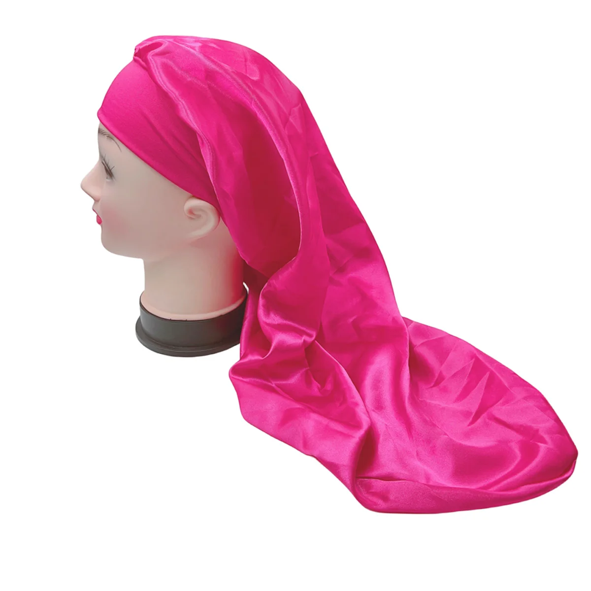 Custom Long Satin Braid Silk Bonnet Silk Turban Silk Sleep Hat with Elastic Tie Band Night Hat For Long Curly Hair