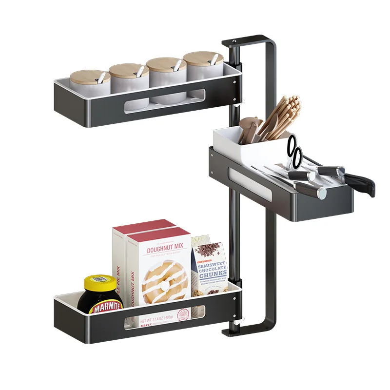One to Four Floors Can Rotate and Freely Adjust the Wall Mounted Storage Rack of the Bathroom Storage Racks Kitchen Accessories
