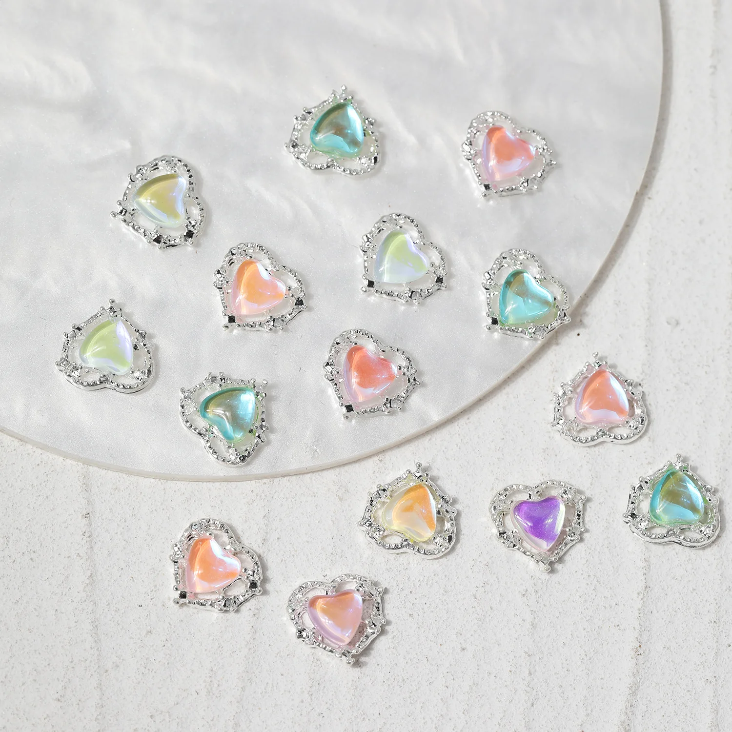 2024 Hot sale nail art heart crystal stone cute nail art diamond nail rhinestones