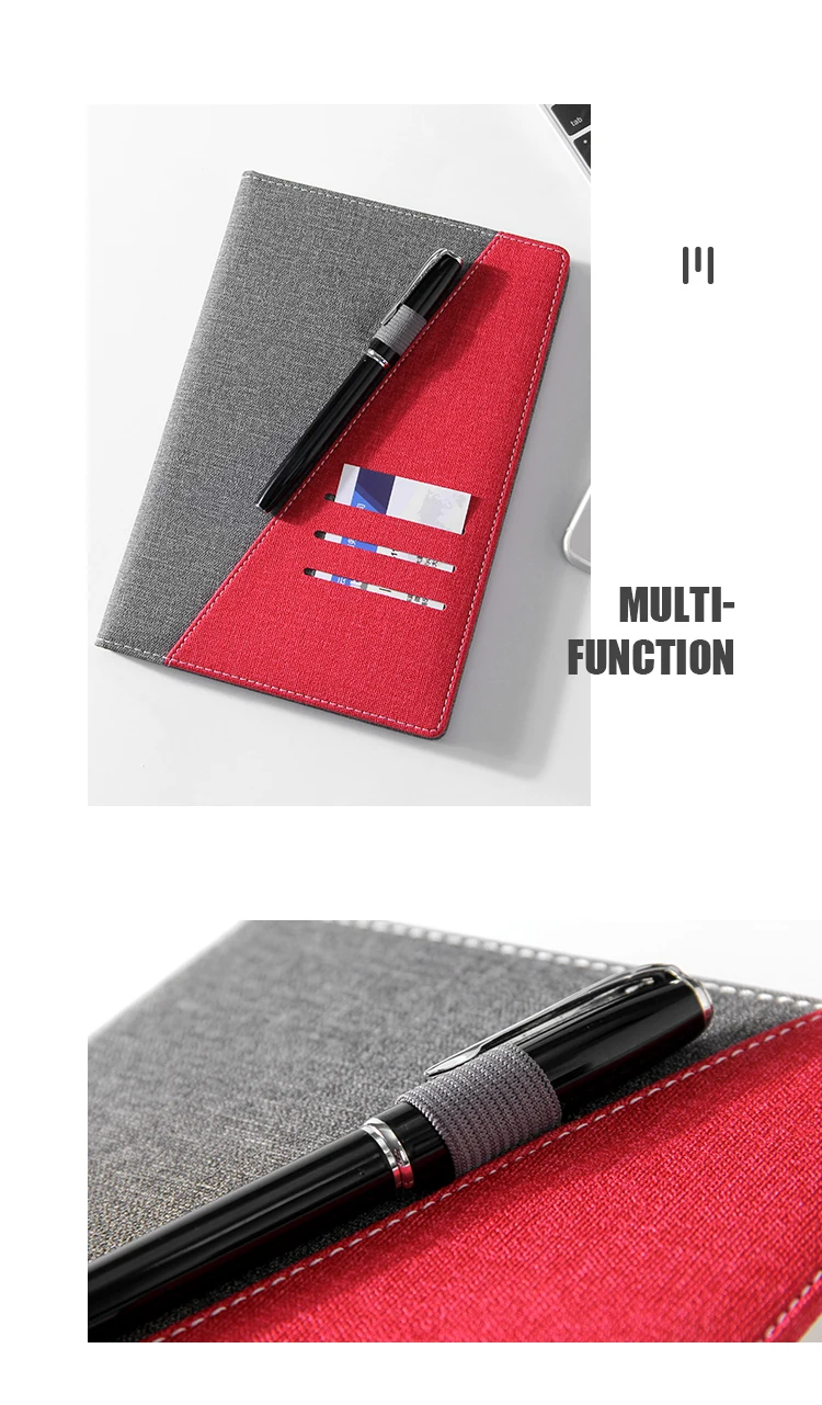 A5 blue stationery set free sample leather notebook 104 sheets with business card pocket