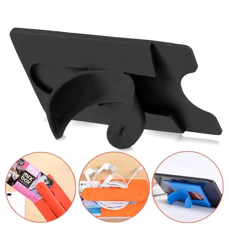 Custom Logo Multi Function Silicone Cellphone Mobile Stand Business Credit Card Holder Sticky Smart Phone Wallet