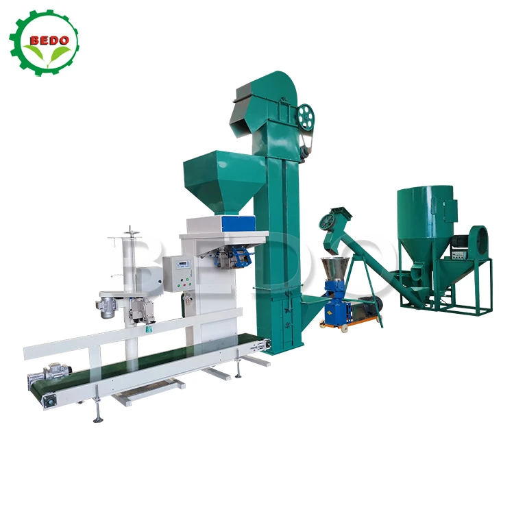 1 Ton Per Hour Cattle Chicken Feed Production Line/Pellet Mill For Animal Feeds/Poultry Feed Crusher And Mixer