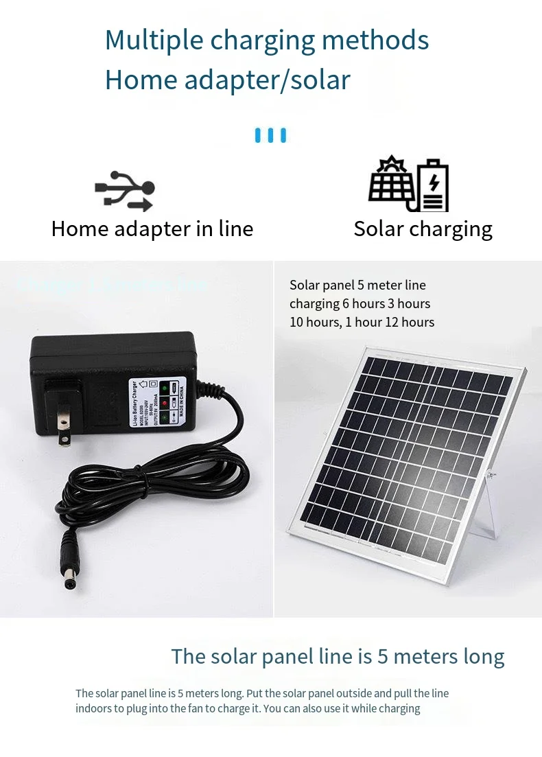 Wireless Solar Fan Outdoor Camping 16 Inch Solar Panel Dc Electric Rechargeable Fan