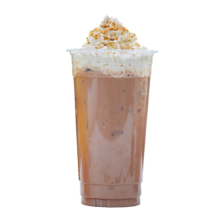 Logo Customized PET PE PP Disposable 16oz 500ml Bubble Tea used  with flat or U shape Transparent Plastic Cup