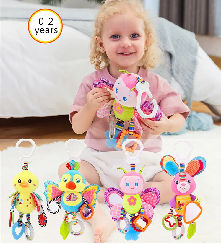 
Baby Rattles Toys Stroller Hanging Soft Toy Cute Animal Doll Baby Crib Bed Hanging Bells Toys Elephant Rabbit 