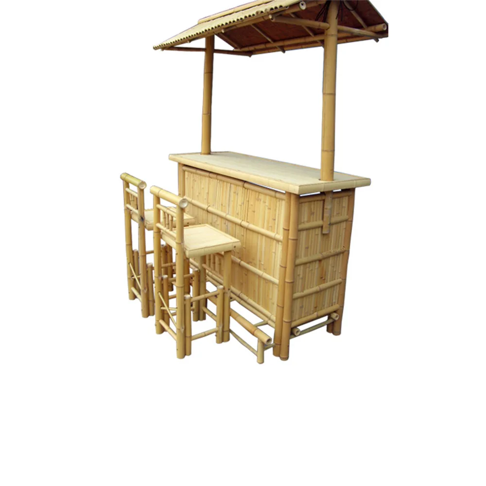 Bamboo Beach Tiki Bar With Bottle Rack Drinking Bamboo Chairs With Back Support