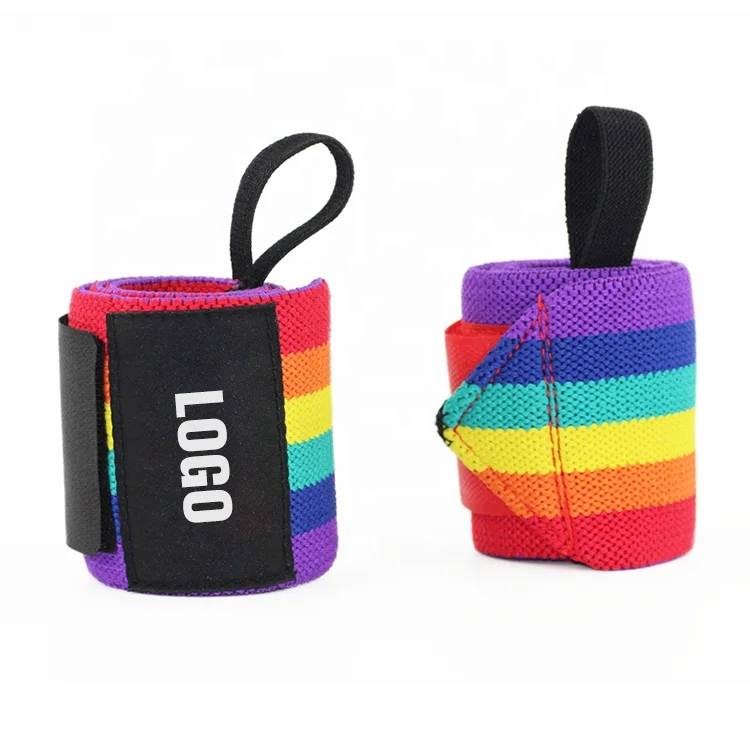 Hot Selling Custom Logo Rainbow Cotton Wrist Wraps Fitness