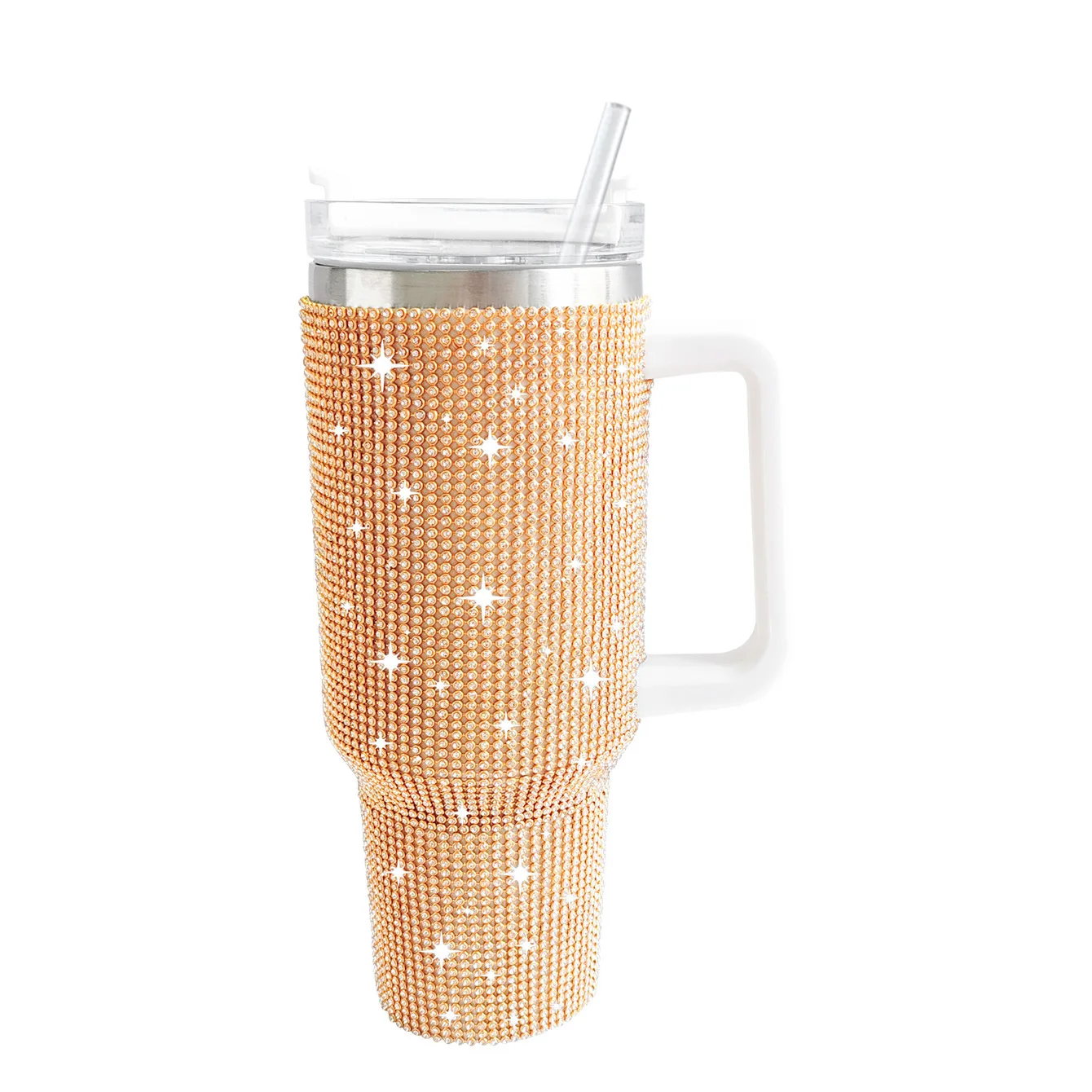 New Tiktok Amazon 40oz Diamond Stainless Steel Tumbler with Handle Custom Logo Tumbler Pattern Insulated Cups