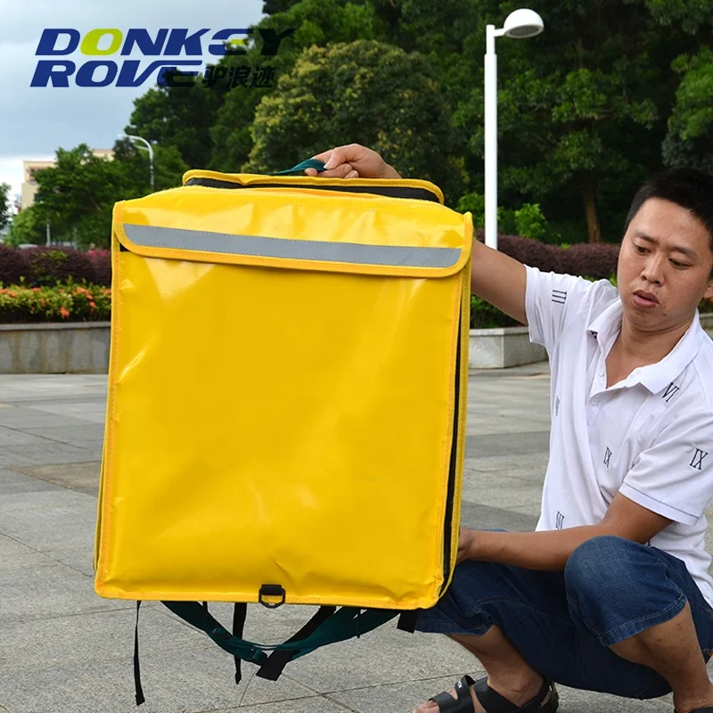 840D PVC waterproof folded insulated food delivery backpack by bicycle