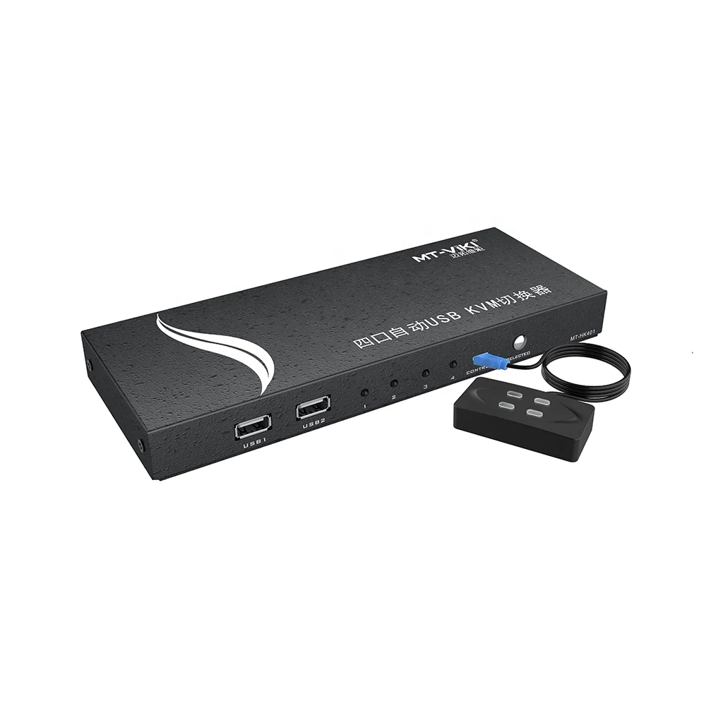 4 port KVM Switch HDMI 4K 60Hz, MT-VIKI USB HDMI KVM switch, support hotkey wireless keyboard mouse + Cables