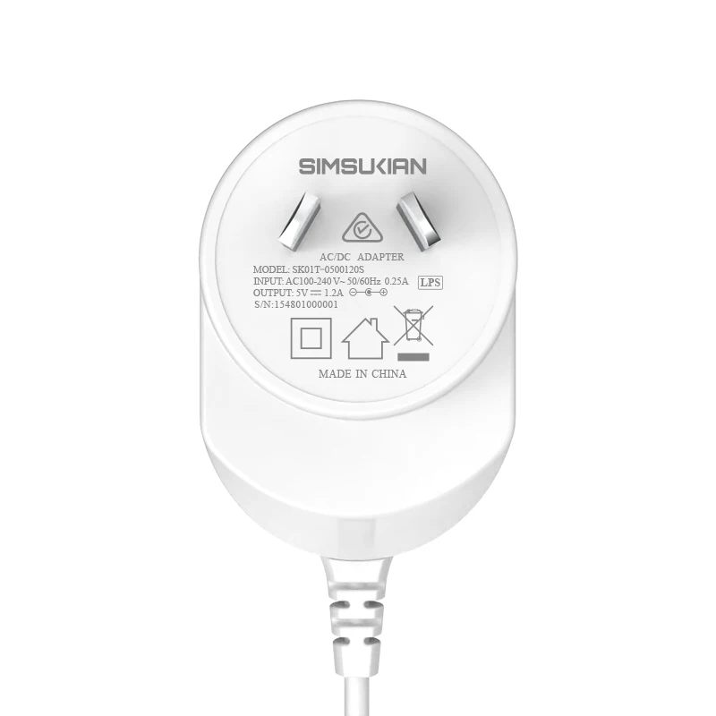 Simsukian RCM SAA C-Tick Certified 5V 12V 9V 1A 750ma 06A 08A 0.8A 0.5A Power Adapter Supply
