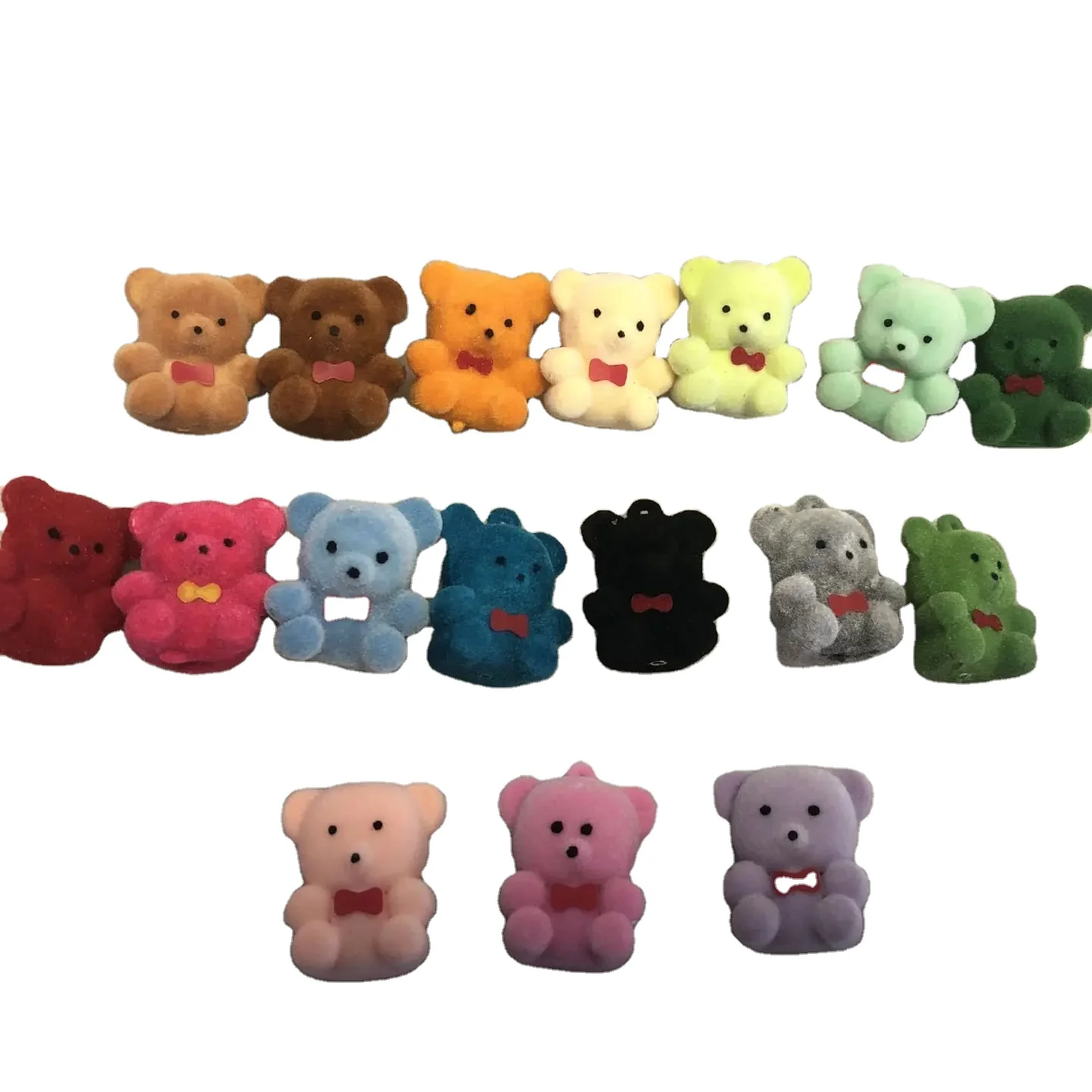 Wholesale mini flocking doll small animal flocking bear pendant small gifts mini teddy bear